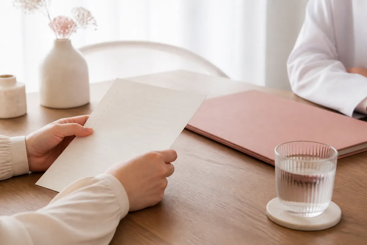 Questions préparées sur une table de consultation pour favoriser une décision éclairée